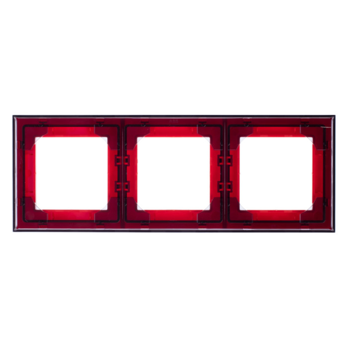 Рамка 3 поста ABB LEVIT, красный // дымчатый черный, 2CHH015030A6065