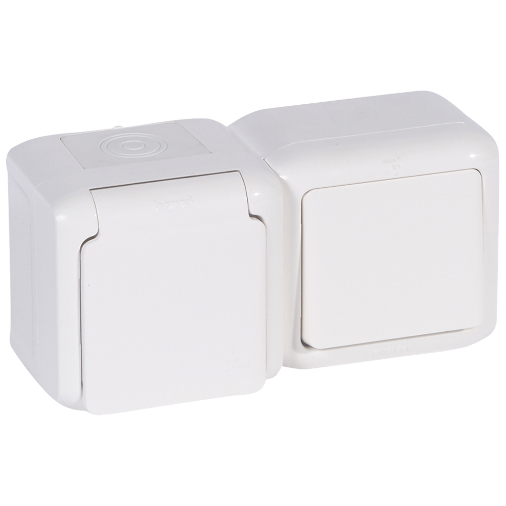 ВЫКЛ+РОЗ 2К+З ШТ IP44 БЕЛ