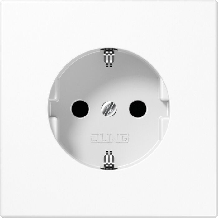 Розетка Jung LS 990, скрытый монтаж, с заземлением, белый, LS520WW