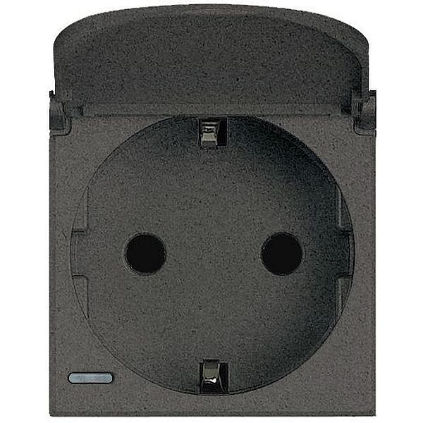 Розетка BTicino AXOLUTE, скрытый монтаж, с заземлением, , антрацит, HS4141PW