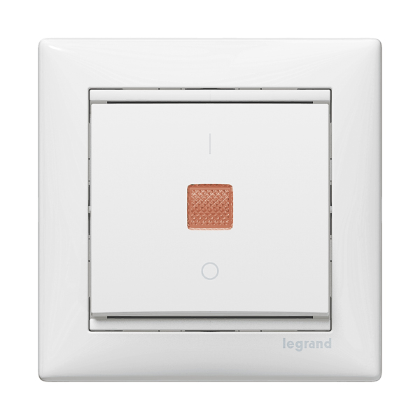 Выключатель 1-кл. СП Valena 10А IP31 250В с зел. индикацией механизм бел. Leg 774410