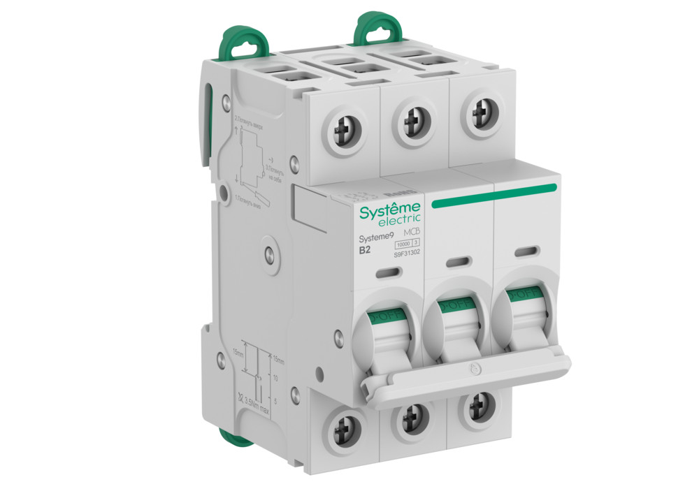 Systeme Electric Systeme9 Автоматический выключатель (АВ) B 2A 3P 10kA 400В