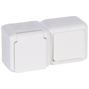 ВЫКЛ+РОЗ 2К+З ШТ IP44 БЕЛ