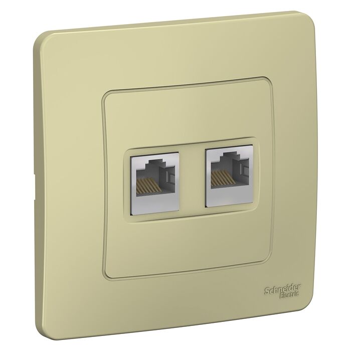 Розетка компьютерная 2xRJ45 Schneider Electric BLANCA, скрытый монтаж, бежевый, BLNIS045457