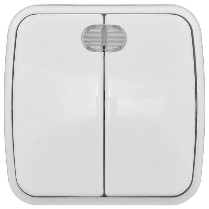 Выключатель двухклавишный EKF МАДРИД с подсветкой, белый, EGV10-123-10