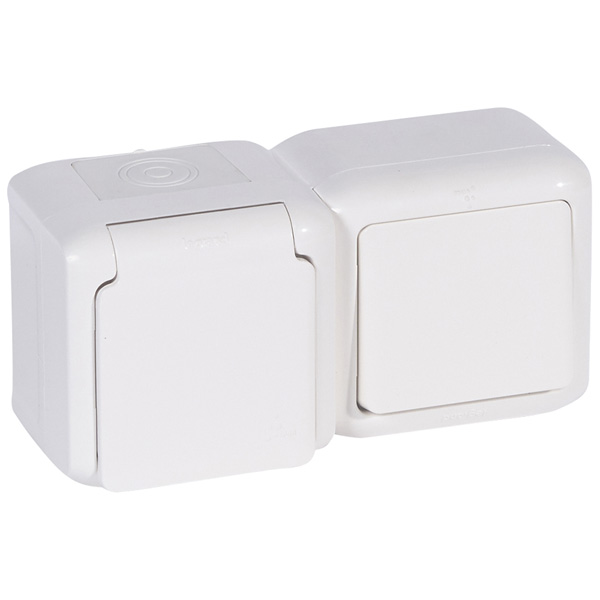 ВЫКЛ+РОЗ 2К+З ШТ IP44 БЕЛ