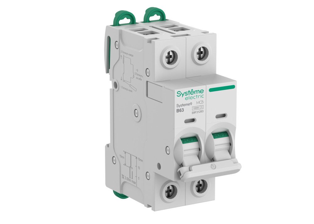 Systeme Electric Systeme9 Автоматический выключатель (АВ) B 63A 2P 10kA 400В