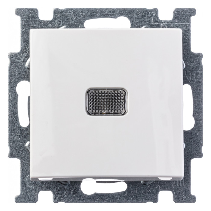 Выключатель одноклавишный ABB BASIC55 с подсветкой, альпийский белый, 2CKA001012A2153