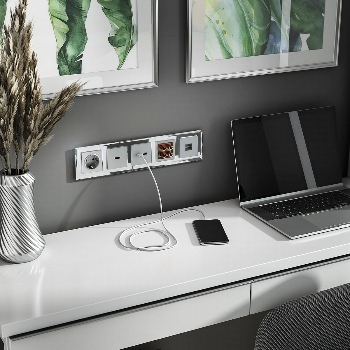 Розетка HDMI серебряный WL06-60-11